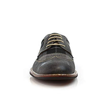 Load image into Gallery viewer, Ferro Aldo Phillip MFA19312 Mens Classic Brogue Wingtip Perforated Oxford Derby Dress Shoes (6.5, Grey Plaid, 6.5)