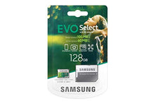 Load image into Gallery viewer, SAMSUNG: EVO Select 128GB MicroSDXC UHS-I U3 100MB/s Full HD & 4K UHD Memory Card with Adapter (MB-ME128HA)