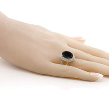 Load image into Gallery viewer, GemStoneKing 6.44 Carat 14X10MM Oval Natural Genuine Black Onyx Women's Ring Solid 925 Sterling Silver Cocktail Ring , Black and White , (SIZE 7)