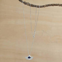 Load image into Gallery viewer, NOVICA Lapis Lazuli .925 Sterling Silver Pendant Necklace, 15.75", Half Blade'