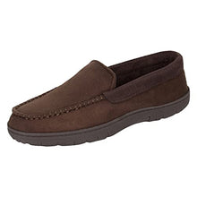 Load image into Gallery viewer, Hanes Mens Moccasin Slipper House Shoe With Indoor Outdoor Memory Foam Sole Fresh IQ Odor Protection , Brown/Brown , Large