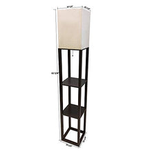 Load image into Gallery viewer, HomeFocus Shelf Floor Lamp with LED Bulb,Display Shelves Floor Lamp,Living Room Floor Lamp,Bedroom Floor Lamp,Natural Linen Shade,Walnut Brown