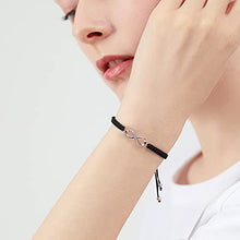 Load image into Gallery viewer, ZENI Infinity Bracelet for Women, Handmade Black Rope Braided Bracelet with 925 Silver Adjustable Bracelet Love Friendship Jewelry Gift