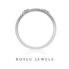 Load image into Gallery viewer, Unique Open Ring, 1/4 CT Round Shaped HI-SI Diamond, 1.5X3 MM Baguette Shaped Diamond, Designer Gold Jewelry Collection, Bridesmaid Wedding Gift, 10K White Gold, Size:US 13.5