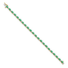 Load image into Gallery viewer, 14k Yellow Gold Diamond Green Emerald Bracelet 7 Inch Gemstone Bm Fine Jewelry For Women Gifts For Her