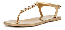Load image into Gallery viewer, Katy Perry Women's The Geli-T Strap Flat Sandal, Pearl/New Gold, 8
