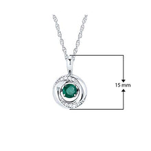 Load image into Gallery viewer, Brilliance in Motion 925 Sterling Silver 1/5 Carat Dancing Emerald May Birthstone Knot Pendant Necklace with 18" Chain