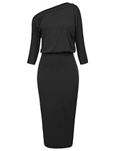 Load image into Gallery viewer, GRACE KARIN Women's Pull-on One Shoulder Bodycon Party Pencil Dress Size L Black