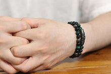 Load image into Gallery viewer, 2Pcs Triple Protection Bracelet,Natural Tigers Eye Black Obsidian and Hematite 8 MM Beads Bracelet for Men Women Gift, Healing Crystal Bracelet Bring Luck and Prosperity and Happiness (Green)