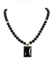 Load image into Gallery viewer, Mens Black Onyx and Sterling Silver Pendant Necklace