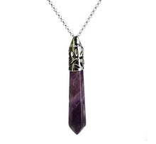 Load image into Gallery viewer, Hexagonal Pile Natural Amethyst Gemstone Pendant Necklace Healing Crystal Reiki Chakra Gem Stones 18 Inch (1pc) GGP-D4