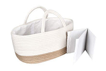 Load image into Gallery viewer, Mila Millie Baby Large Cotton Rope Diaper Caddy | Organizer Storage Bin for Nursery Essentials | Portable Bag for Changing Table and Car | 100% Natural Cotton | Eco Friendly (White & Biege)