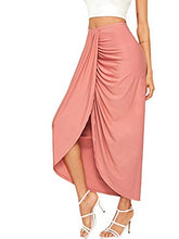 Load image into Gallery viewer, SheIn Women's Casual Slit Wrap Asymmetrical Elastic High Waist Maxi Draped Skirt Pink Small