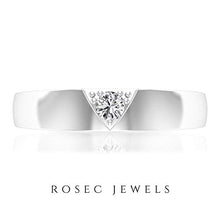 Load image into Gallery viewer, 3 MM Round Cut Solitaire Certified Diamond Engagement Ring, Solid Mix Metal Triangle Design Wedding Statement Rings, Birthday Anniversary Promise Band, 10K White Gold, Size:US 3.5