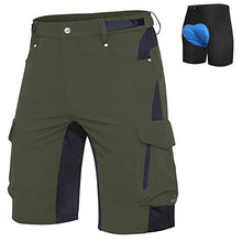 Load image into Gallery viewer, Ally Mens Mountain Bike Shorts Padded MTB Shorts Baggy Cycling Bicycle Bike Shorts with Padding Wear Relaxed Loose-fit (Green, XL)