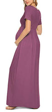 Load image into Gallery viewer, Xpenyo Women's Maternity Dresses Summer Casual Short Sleeve V Neck Wrap Long Maxi Dress Pregnancy Clothes for Baby Shower, Photoshoot, Party, Daily, Nursing, Mauve 2XL