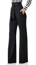 Load image into Gallery viewer, Molisry Women Casual Stretch Straight Leg High Waisted Long Work Pants with Belt Black