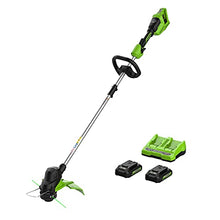 Load image into Gallery viewer, Greenworks 48V 15" Cordless String Trimmer, (2) 2.0Ah USB Batteries (USB Hub) and Dual Port Rapid Charger Included (2 x 24V)
