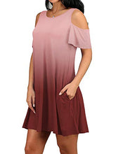 Load image into Gallery viewer, Womens Casual Dresses Tunic Summer Dresses with Pocket Ombre Red S