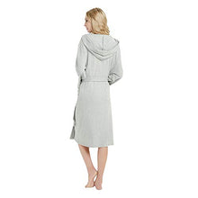 Load image into Gallery viewer, HEARTNICE Womens Hooded Cotton Robe Soft Kimono Spa Knit Bathrobe Lightweight Long(Grey Mel. Hooded, L)
