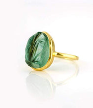 Load image into Gallery viewer, Rough Green Tourmaline Ring, Bezel Set Ring, Vermeil Gold or Sterling Silver