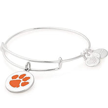 Load image into Gallery viewer, Alex and Ani Collaborations Expandable Bangle for Women, Clemson University Logo Charm, Shiny Silver Finish, 2 to 3.5 in