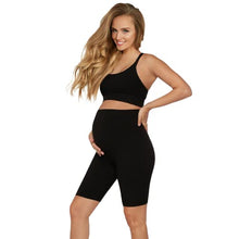 Load image into Gallery viewer, Maternity Shorts Over The Belly | Pregnancy Biker Shorts | Maternity Shapewear for Pregnant Women (Medium) Black