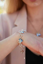 Load image into Gallery viewer, Leafael Infinity Love Silvertone with Light Sapphire Blue Crystal March December Birthstone Women's Gifts Heart Bracelet, 7" with 2" Extender