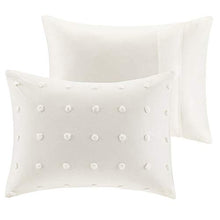 Load image into Gallery viewer, Urban Habitat Cotton Comforter Set-Tufts Pompom Design All Season Bedding, Matching Shams, Decorative Pillows, Full/Queen(88 in x 92 in), Brooklyn, Jacquard Ivory 7 Piece