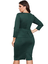 Load image into Gallery viewer, Rela Bota Women's Peplum Bodycon Work Dress 3/4 Sleeve Business Office Cocktail Party Tight Sheath Dresses Green M