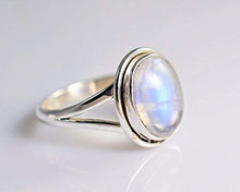 Load image into Gallery viewer, Rainbow Moonstone Silver Ring, Rainbow Moonstone, Moonstone Ring, 925 Sterling Silver, Silver Ring, Handmade Jewelry, Size 4-13 US