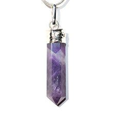 Load image into Gallery viewer, CHARGED Himalayan Amethyst Crystal Perfect Pendant + 20" Silver Chain + Selenite Heart Charging Crystal Included (HEALING ENERGY)