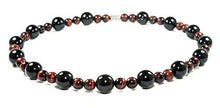 Load image into Gallery viewer, Auras by Osiris - Onyx And Red Tiger Eye Beaded Necklace For Men - World Class Durability & Magnetic Clasp - Good Luck - Confidence - Handmade in USA (Onyx & Red Tiger Eye)