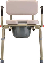 Load image into Gallery viewer, NOVA Medical Products Drop Arm Commode with Padded Seat and Back, Drop Down Arms for Easy Transfer, Stand Alone Bed Side Commode and Over The Toilet Commode, Comes with Bucket, Lid and Slash Guard