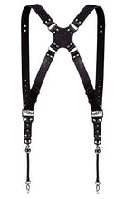 Load image into Gallery viewer, Camera Strap Accessories for Two-Cameras – Dual Shoulder Leather Harness – Multi Camera Gear for DSLR/SLR Black ProInStyle strap by Coiro