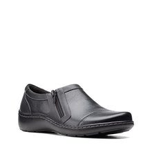 Load image into Gallery viewer, Clarks womens Cora Giny Loafer Flat, Black Tumbled/Smooth Leather, 9 US