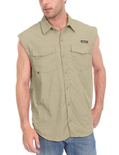 Load image into Gallery viewer, Little Donkey Andy Men's Long Sleeve Fishing Shirt with Detachable Sleeves, Breathable and Fast Dry Pale Khaki S