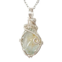Load image into Gallery viewer, Raw Topaz Necklace - Light Blue Topaz Pendant - November Birthstone Jewelry - Silver Necklace - 24 Inch Silver Chain - Gift for Women - Gift Box