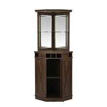Load image into Gallery viewer, Home Source Mahogany Corner Bar Unit with Built-in Wine Rack and Lower Cabinet
