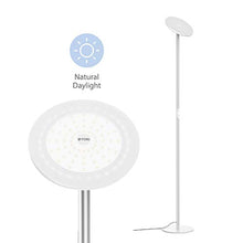 Load image into Gallery viewer, TROND LED Torchiere Floor Lamp, Modern Sky Tall Dimmable Lamp 30W, 5500K Natural Daylight, Max. 5000lm, 71-Inch, 30-Min Timer, Standing Pole Uplight for Living Room Bedroom Office, Silver