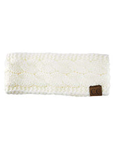 Load image into Gallery viewer, C.C Soft Stretch Winter Warm Cable Knit Fuzzy Lined Ear Warmer Headband, Ivory