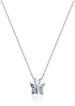 Load image into Gallery viewer, Sterling Silver Genuine Sky Blue Topaz Butterfly Pendant Necklace, 18"