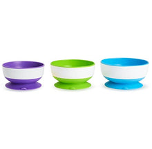 Load image into Gallery viewer, Munchkin Stay Put Suction Bowl,Purple, Green & Blue 3 Pack