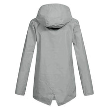 Load image into Gallery viewer, Thenxin Outdoor Hooded Waterproof Jacket for Women Lightweight Zip Up Trench Windbreaker Raincoat(Gray,XXL)