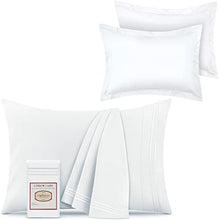 Load image into Gallery viewer, Mellanni 2 Pillow Cases + 2 Pillow Shams Bundle&Save - Bundle Includes: Pillow Cases Standard Size Set of 2 and 2 Standard Pillow Shams (Standard/Queen Size 20" x 30", White)