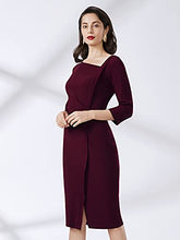 Load image into Gallery viewer, AISIZE Women's Retro Classy V-Neck Stretch Business Wrap Bodycon Dress Small Burgundy