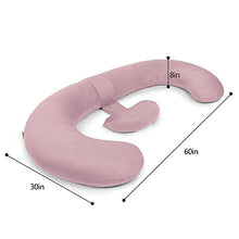 Load image into Gallery viewer, QUEEN ROSE Cooling Pregnancy Pillow - E Shaped Body Pillow for Sleeping Maternity Body Pillow with Detechable Wedge Pillow for Side Sleeping, Cooling Silky Cotton Cover,Pink