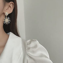 Load image into Gallery viewer, Ancient Roman Sunflower Personality Creative Flashing Rhinestones and Pearl Exaggerated Earrings with S925 Silver needle for Women Girl Gifts Valentines/Birthday/ Anniversary / Mother’s Day