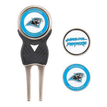 Load image into Gallery viewer, Team Golf NFL Carolina Panthers Divot Tool with 3 Golf Ball Markers Pack, Markers are Removable Magnetic Double-Sided Enamel,Multi