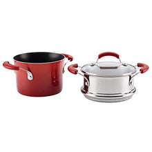 Load image into Gallery viewer, Rachael Ray Brights Sauce Pot/Saucepot with Steamer Insert, 3 Quart, Red Gradient
